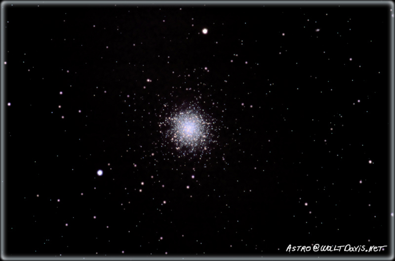 M13 (The Hercules Globular Cluster)  is one of the most prominent and best known globular cluster of the Northern celestial hemisphere. Also known as the Great Hercules Globular Cluster. This picture was taken with a Nikon D70, 600mm f4 ED Lens, and TC-301 2x Teleconverter. By Walt Davis.
