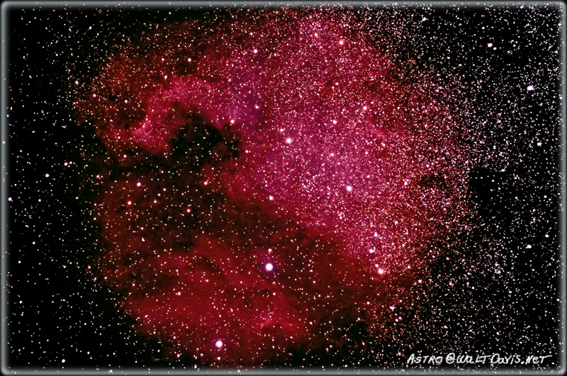 Wide field view of a region (Interstellar Cloud) in the Cygnus constellation containing two nebula  NGC7000 and IC 5070; also known as the North American Nebula and the Pelican Nebula. This photo was taken with a Nikon D70 and 300mm f2.8 ED lens. By Walt Davis.